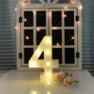 Digit 4 Shape Decoration Light, Dry Battery Powered Warm White Standing Hanging Holiday Light (OEM)
