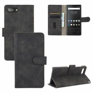 For BlackBerry KEY2 Solid Color Skin Feel Magnetic Buckle Horizontal Flip Calf Texture PU Leather Case with Holder & Card Slots & Wallet(Black) (OEM)