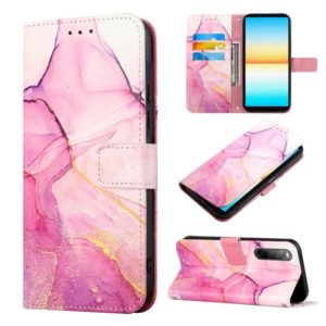 For Sony Xperia 10 IV PT003 Marble Pattern Flip Leather Phone Case(Pink Purple Gold LS001) (OEM)