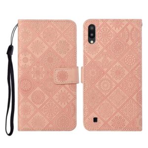 For Samsung Galaxy A10 / M10 Ethnic Style Embossed Pattern Horizontal Flip Leather Case with Holder & Card Slots & Wallet & Lanyard(Pink) (OEM)
