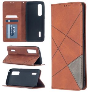 For OPPO Find X2 Pro Rhombus Texture Horizontal Flip Magnetic Leather Case with Holder & Card Slots(Brown) (OEM)