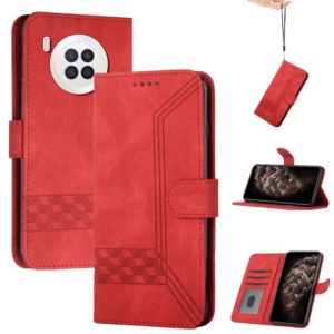 For Huawei nova 8i Cubic Skin Feel Flip Leather Phone Case(Red) (OEM)