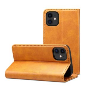 For iPhone 12 mini Calf Texture Horizontal Flip Leather Case with Holder & Card Slots & Wallet (Khaki) (OEM)