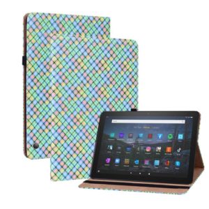 For Amazon Kindle Fire HD10 2021/HD10 Plus 2021 Color Weave Smart Leather Tablet Case(Rainbow) (OEM)