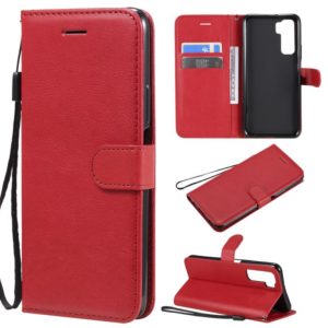 For Huawei nova 7 SE / P40 Lite 5G Solid Color Horizontal Flip Protective Leather Case with Holder & Card Slots & Wallet & Lanyard(Red) (OEM)