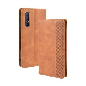 For OPPO Reno 3 Pro Magnetic Buckle Retro Crazy Horse Texture Horizontal Flip Leather Case with Holder & Card Slots & Photo Frame(Brown) (OEM)