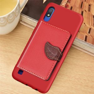 Litchi Pattern Card Bag Wallet Bracket + TPU Phone Case with Card Slot Wallet Bracket Function For Galaxy A10(Red) (OEM)