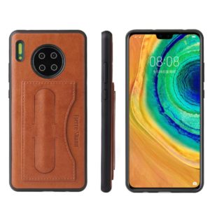 For Huawei Mate 30 Fierre Shann Full Coverage PU Leather Protective Case with Holder & Card Slot(Brown) (FIERRE SHANN) (OEM)