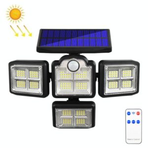 TG-TY085 Solar 4-Head Rotatable Wall Light with Remote Control Body Sensing Outdoor Waterproof Garden Lamp, Style: 198 LED Integrated (OEM)