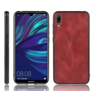 For Huawei Enjoy 9 / Y7 Pro 2019 Shockproof Sewing Cow Pattern Skin PC + PU + TPU Case(Red) (OEM)