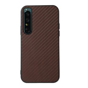 For Sony Xperia 1 IV Accurate Hole Carbon Fiber Texture Shockproof Case(Brown) (OEM)