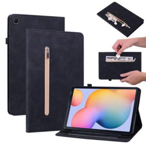 For Samsung Galaxy Tab S6 Lite SM-P610 Skin Feel Solid Color Zipper Smart Leather Tablet Case(Black) (OEM)