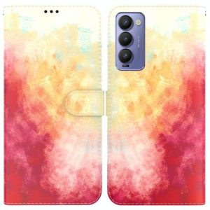 For Tecno Camon 18 / 18P Watercolor Pattern Horizontal Flip Leather Phone Case(Spring Cherry) (OEM)