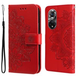 For Huawei Nova 9 Pro/Honor 50 Pro 7-petal Flowers Embossing Pattern Horizontal Flip Leather Case(Red) (OEM)