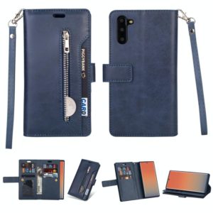 For Samsung Galaxy Note10 Multifunctional Zipper Horizontal Flip Leather Case with Holder & Wallet & 9 Card Slots & Lanyard(Blue) (OEM)