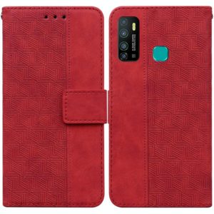 For Tecno Camon 15 Geometric Embossed Leather Phone Case(Red) (OEM)