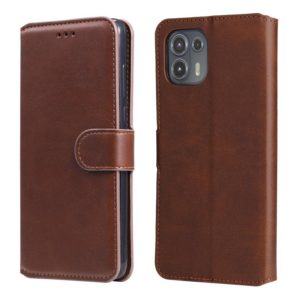 For Motorola Moto Edge 20 Lite Classic Calf Texture PU + TPU Horizontal Flip Leather Case with Holder & Card Slots & Wallet(Brown) (OEM)