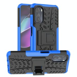 For Motorola Moto G 5G 2022 Tire Texture TPU + PC Phone Case with Holder(Blue) (OEM)