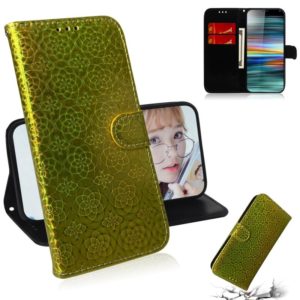 For Sony Xperia 10 Solid Color Colorful Magnetic Buckle Horizontal Flip PU Leather Case with Holder & Card Slots & Wallet & Lanyard(Gold) (OEM)