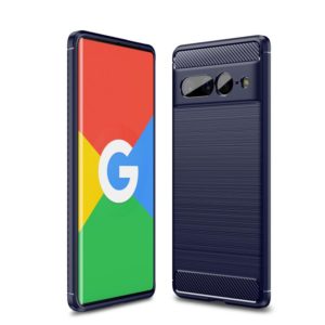 For Google Pixel 7 Pro 5G Brushed Texture Carbon Fiber TPU Phone Case(Navy Blue) (OEM)