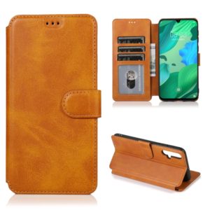For Huawei Nova 5 Calf Texture Magnetic Buckle Horizontal Flip Leather Case with Holder & Card Slots & Wallet & Photo Frame(Khaki) (OEM)