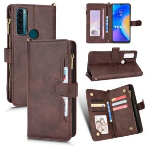 For TCL 20 SE Litchi Texture Zipper Leather Phone Case(Brown) (OEM)
