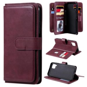 For Huawei P40 Lite Multifunctional Magnetic Copper Buckle Horizontal Flip Solid Color Leather Case with 10 Card Slots & Wallet & Holder & Photo Frame(Wine Red) (OEM)