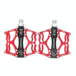 Bicycle Pedal Mountain Bike Aluminum Alloy Palin Pedal Non-Slip Bearing Pedal(901 Red) (OEM)