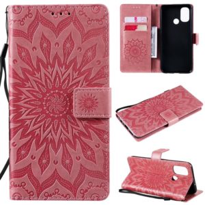 For OnePlus Nord N100 Sun Embossing Pattern Horizontal Flip Leather Case with Card Slot & Holder & Wallet & Lanyard(Pink) (OEM)