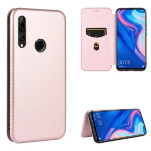 For Huawei P Smart Z / Y9 Prime (2019) Carbon Fiber Texture Horizontal Flip TPU + PC + PU Leather Case with Card Slot(Pink) (OEM)