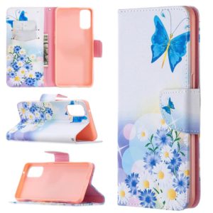 For OPPO Reno4 5G Colored Drawing Pattern Horizontal Flip Leather Case with Holder & Card Slots & Wallet(Flower and Butterfly) (OEM)