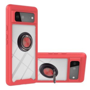 For Google Pixel 6 Starry Sky Solid Color Series Shockproof PC + TPU Protective Case with Ring Holder & Magnetic Function(Red) (OEM)