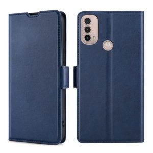 For Motorola Moto E40 Ultra-thin Voltage Side Buckle Leather Phone Case(Blue) (OEM)