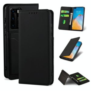 For Huawei P40 Strong Magnetism Liquid Feel Horizontal Flip Leather Case with Holder & Card Slots & Wallet(Black) (OEM)