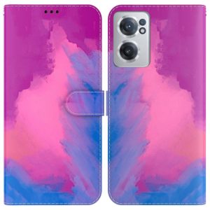 For OnePlus Nord CE 2 5G Watercolor Pattern Horizontal Flip Leather Phone Case(Purple Red) (OEM)