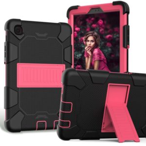 For Samsung Galaxy Tab A7 Lite T220 / T225 Two-Color Robot Shockproof Silicone + PC Protective Case with Holder(Black+Hot Pink) (OEM)