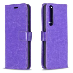For Sony Xperia 1 II Crazy Horse Texture Horizontal Flip Leather Case with Holder & Card Slots & Wallet & Photo Frame(Purple) (OEM)