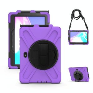 For Samsung Galaxy Tab Active Pro T540 / T545 / Tab Active4 Pro Shockproof Colorful Silicone + PC Protective Case with Holder & Hand Grip Strap(Purple) (OEM)