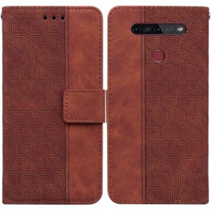 For LG K41S / K51S Geometric Embossed Leather Phone Case(Brown) (OEM)
