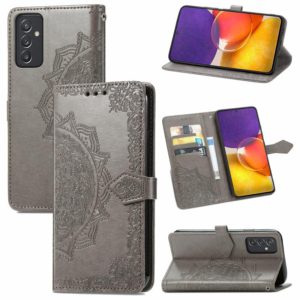 For Samsung Galaxy A82 5G Mandala Embossing Pattern Horizontal Flip Leather Case with Holder & Card Slots & Wallet & Lanyard(Gray) (OEM)