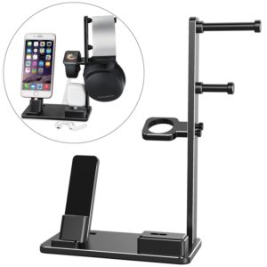 6 in 1 Aluminum Alloy Charging Dock Stand Holder Station for Headphones, AirPods, iPad, Apple Watch, iPhone(Black) (OEM)