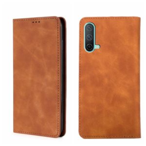 For OnePlus Nord CE 5G Skin Feel Magnetic Horizontal Flip Leather Phone Case(Light Brown) (OEM)