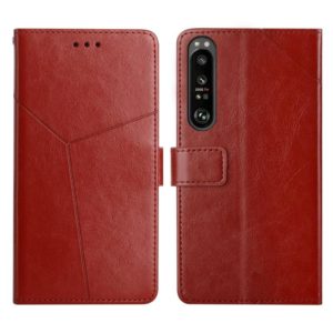 For Sony Xperia 1 Y Stitching Horizontal Flip Leather Phone Case(Brown) (OEM)