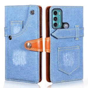 For Motorola Moto G60 / Moto G40 Fusion Denim Horizontal Flip Leather Case with Holder & Card Slot & Wallet(Light Blue) (OEM)