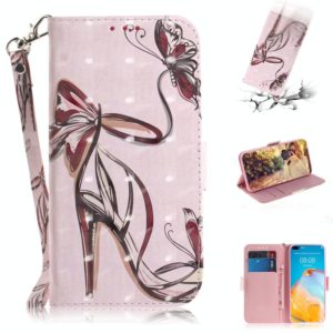 For Huawei P40 3D Painting Horizontal Flip Leather Case with Holder & Card Slot & Wallet & Lanyard(Butterfly and high heels) (OEM)