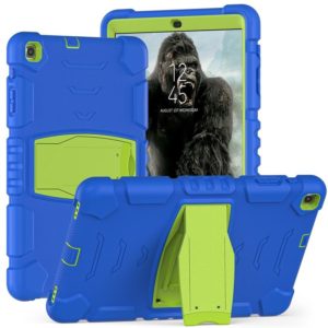 For Samsung Galaxy Tab A 10.1 (2019) T510 3-Layer Protection Screen Frame + PC + Silicone Shockproof Combination Case with Holder(Blue+Lime) (OEM)