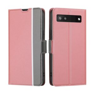 For Google Pixel 6a Twill Texture Side Button Leather Phone Case(Pink) (OEM)