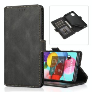 For Samsung Galaxy A51 Retro Magnetic Closing Clasp Horizontal Flip Leather Case with Holder & Card Slots & Photo Frame & Wallet(Black) (OEM)