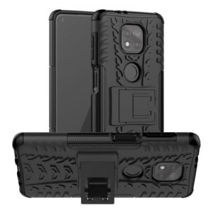 For Motorola Moto G Power (2021) Tire Texture Shockproof TPU+PC Protective Case with Holder(Black) (OEM)