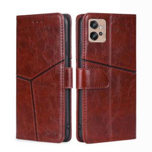For Motorola Moto G32 4G Geometric Stitching Leather Phone Case(Dark Brown) (OEM)